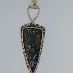 Sterling Silver Roman Glass One of a Kind Necklace